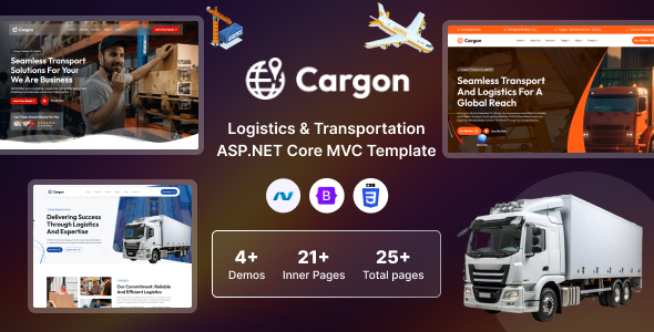 Cargon - Logistics, Cargo & Transportation ASP.NET Core MVC Template by Unifato