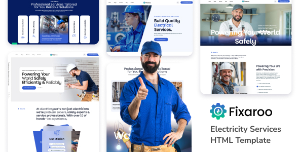 Fixaroo - Electricity Services HTML Template by wpoceans