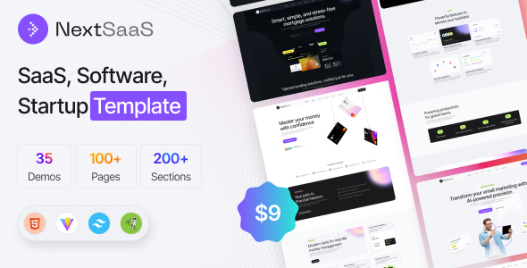 NextSaaS | SaaS, Software, Startup Tailwind Template by Pixels71