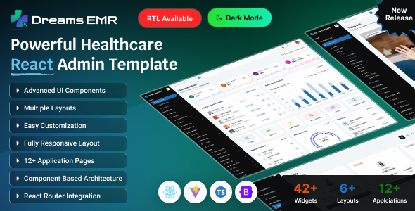 Dreams EMR - Medical & Healthcare Admin Dashboard Template by dreamstechnologies