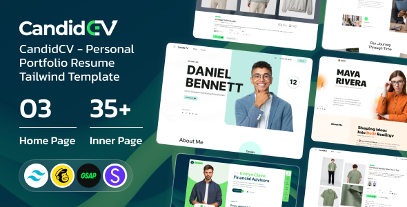 CandidCV - Personal Portfolio CV & Resume Tailwind Template by DexignZone
