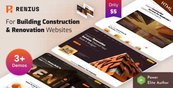 Renius - Building Construction & Renovation Company HTML Template by EnvyTheme
