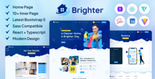 Brighter | Cleaning Service React Template + TypeScript by layoutdrop