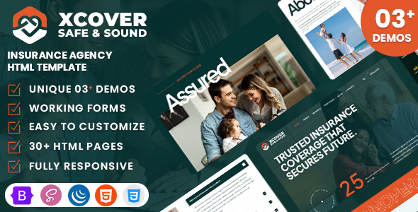 Xcover - Insurance Agency HTML Template by WebsiteDesignTemplates