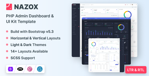 Nazox - PHP Admin & Dashboard Template by themesdesign