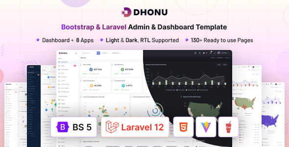 Dhonu - Bootstrap & Laravel 12 Admin & Dashboard Template by coderthemes