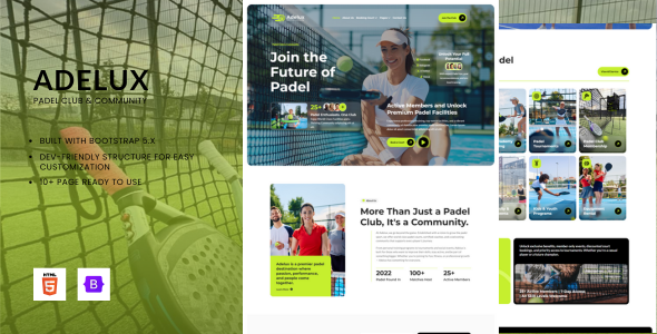 Adelux - Padel Club & Community HTML Bootstrap Template by Fox_Creation