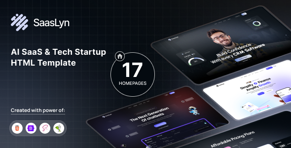 SaasLyn - SaaS, AI & Tech Startup HTML Template by wprealizer