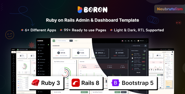 Boron - Ruby on Rails Admin & Dashboard Template by coderthemes