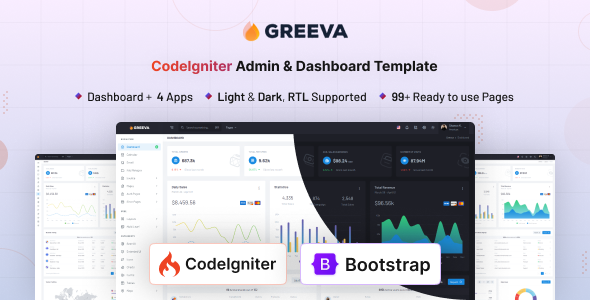 Greeva - CodeIgniter Admin & Dashboard Template by coderthemes