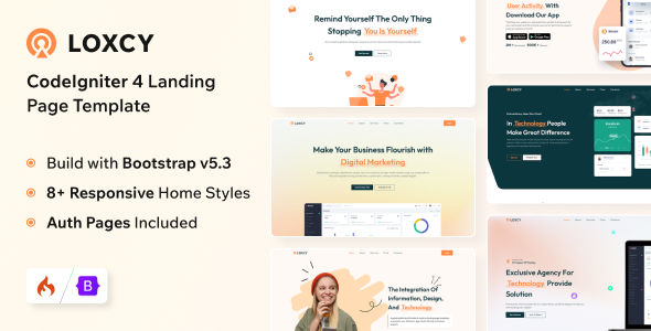 Loxcy - CodeIgniter 4 Landing Page Template by themesdesign