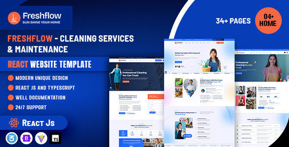 Freshflow - Cleaning Services & Maintenance React JS Template by weblayout