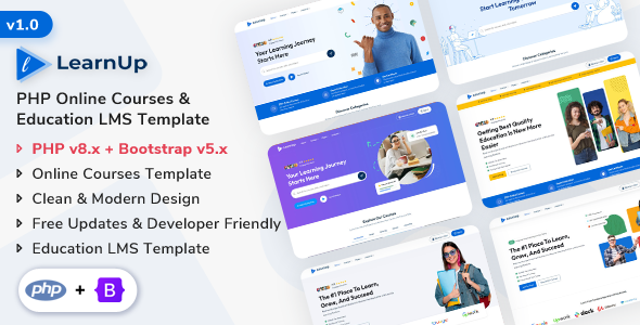 LearnUp - PHP Online Courses & Education LMS Template by ShreeThemes
