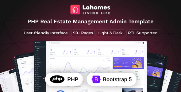 Lahomes - PHP Real Estate Management Admin & Dashboard Template by Techzaa