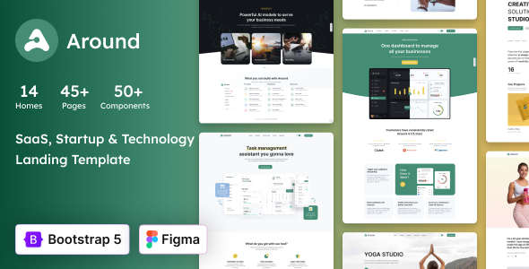 Around - SaaS, Startup & Technology HTML Landing Page Template by coderthemes