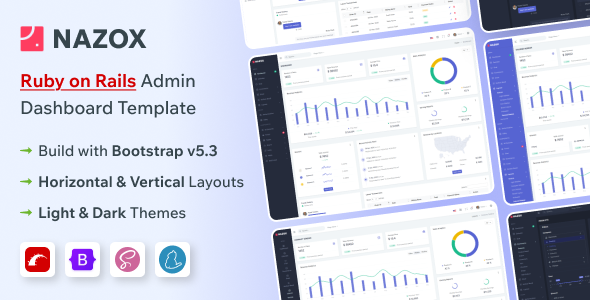 Nazox - Ruby on Rails Admin & Dashboard Template by Pichforest