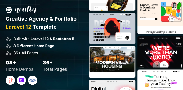 Grafty - Creative Agency & Portfolio Laravel 12 Template by SRBThemes