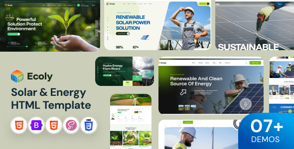 Ecoly - Ecology & Solar Renewable Energy HTML Template by wowtheme7