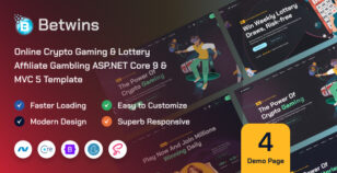 Betwins - Online Crypto Gaming & Lottery Affiliate ASP.NET Core 9 and MVC 5 Template by Ritmeda