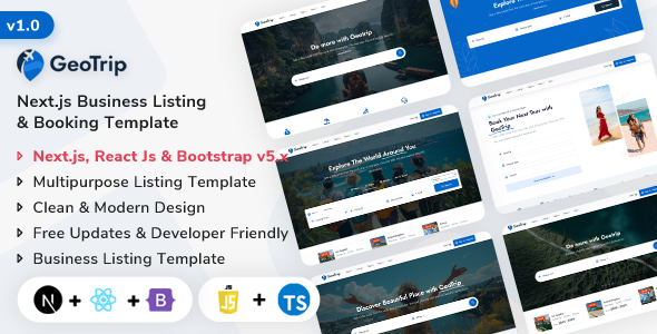 GeoTrip - Next.js Multipurpose Business Listing & Booking Template by ShreeThemes