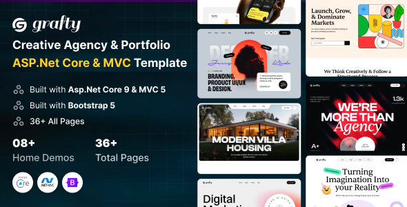 Grafty - Creative Agency & Portfolio ASP.Net Core 9 & MVC 5 Template by SRBThemes