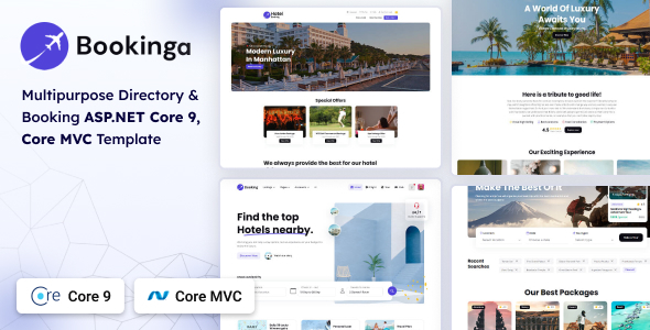 Bookinga - ASP.NET Core & Core MVC Multipurpose Booking and Directory Template by Stackbros