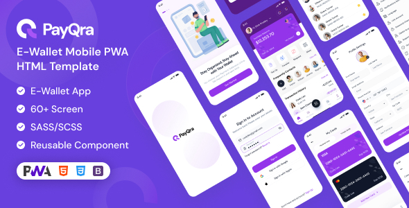 PayQra | E-Wallet Mobile PWA HTML Template by themesflat