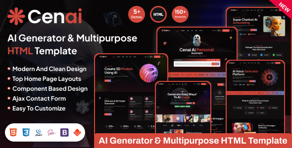 Cenai - AI Generator & AI Agency HTML Template by vecuro_themes