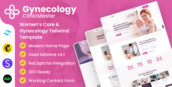 ClinicMaster - Gynecology & Women's Health Tailwind CSS Template by DexignZone