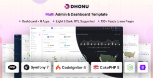 Dhonu - PHP, Symfony, CodeIgniter, CakePHP & NodeJs Admin Dashboard Template by coderthemes