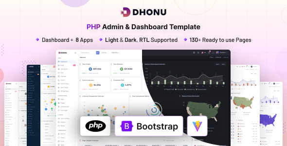 Dhonu - PHP & Bootstrap 5 Admin & Dashboard Template by coderthemes