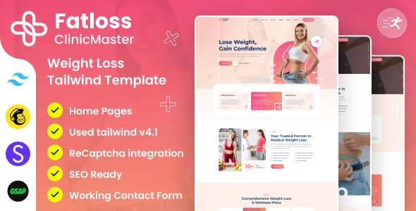 ClinicMaster — Fat Loss & Weight Management Tailwind CSS Template by DexignZone