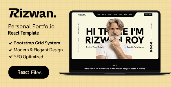 Rizwan Personal React Portfolio Template by craftdzine