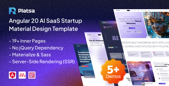 Platsa – Angular AI SaaS Startup Material Design Template by HiboTheme