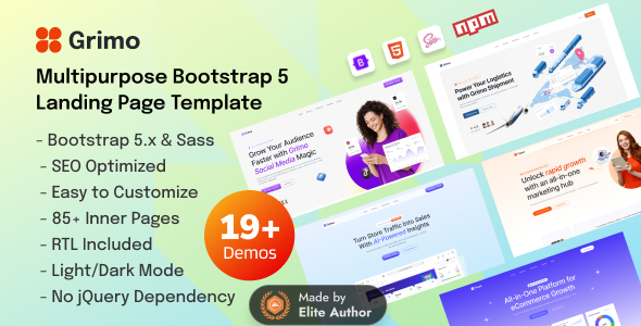 Grimo – Multipurpose Landing Page HTML Template by HiBootstrap