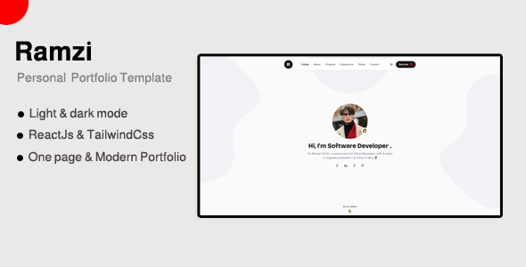Ramzi -  React Personal Portfolio Template by AssiaGroupe