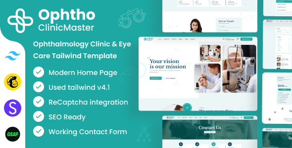 ClinicMaster - Ophthalmology & Eye Care Tailwind CSS Template by DexignZone