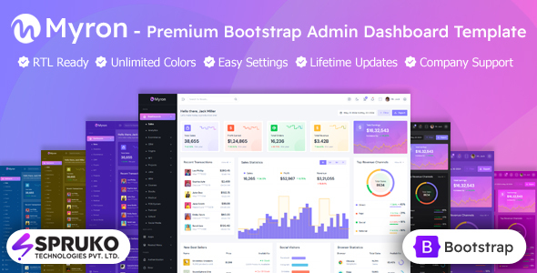 Myron – Multipurpose Bootstrap 5 HTML Admin Dashboard Template by SPRUKO