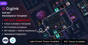 Giglink - PHP NFT Marketplace Landing + Admin Dashboard Template by ShreeThemes