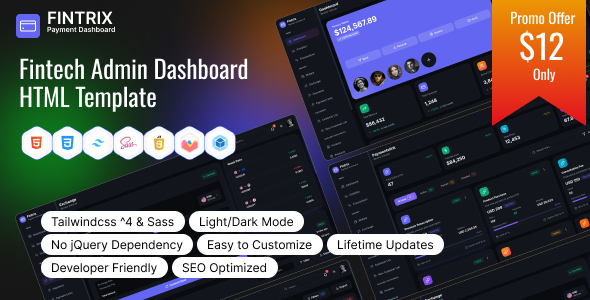 Fintrix – Fintech admin Dashboard HTML Template by pixelaxis