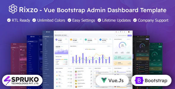 Rixzo - Bootstrap Vue Admin Dashboard Template by SPRUKO