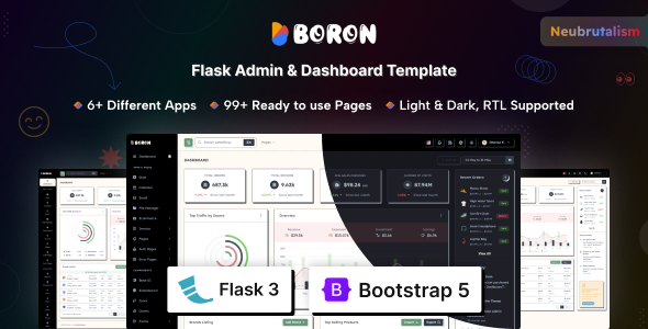Boron - Flask Admin & Dashboard Template by coderthemes