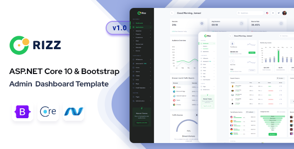 Rizz - ASP.NET Core 10 & Bootstrap Admin Dashboard Template by Mannat-Themes