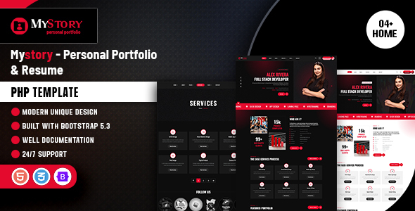 Mystory - Personal Portfolio & Resume PHP Template by weblayout