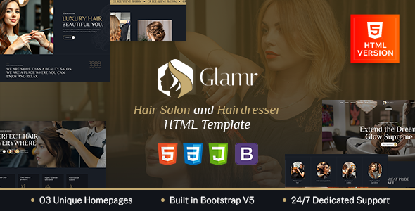 Glamr - Hair Salon & Hairdresser HTML Template by themesion