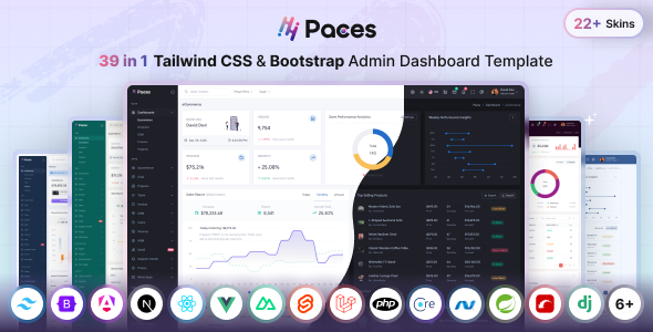 Paces - Multipurpose Tailwind CSS 4 & Bootstrap 5 Admin Dashboard Template by coderthemes