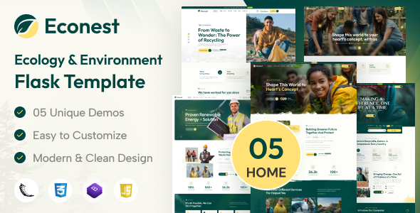 Econest - Ecology & Environment Flask Template by PixcelsThemes