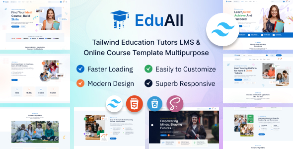 EduAll - Tailwind Education Tutors LMS & Online Course Template Multipurpose by wowtheme7