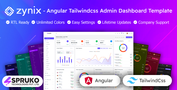Zynix – Tailwind CSS Angular Admin Dashboard Template by SPRUKO