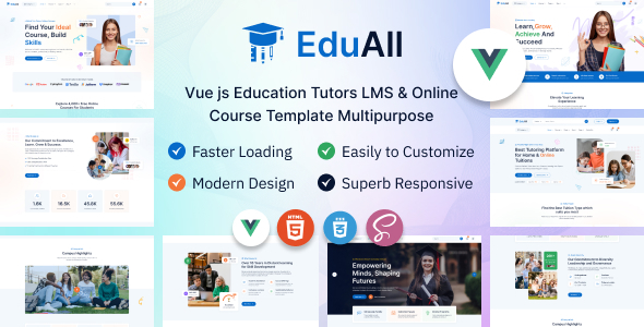 EduAll - Vue Js Education Tutors LMS & Online Course Template Multipurpose by wowtheme7